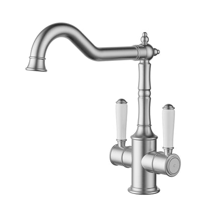 Clasico Sink Mixer Twin Handle / Ceramic Handle - brushed-gold