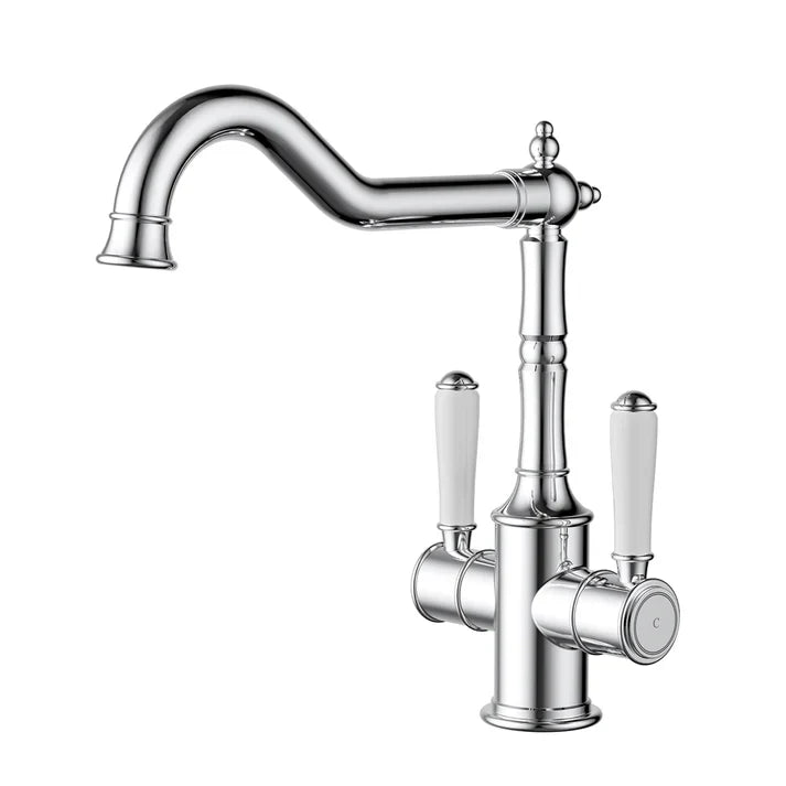 Clasico Sink Mixer Twin Handle / Ceramic Handle - brushed-gold