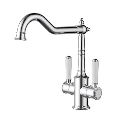 Clasico Sink Mixer Twin Handle / Ceramic Handle - brushed-gold