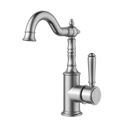 Clasico Tall Basin Mixer Hook Spout - brushed-gold / Standard Handle