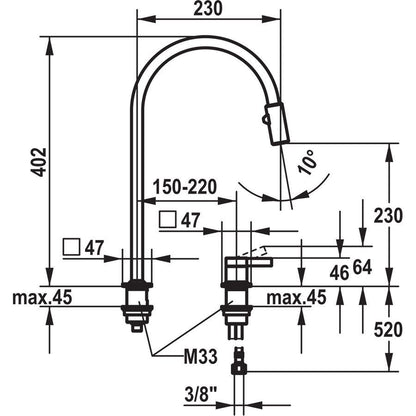 KWC 10.392.323.700 ERA Stainless Steel Gooseneck Pull Out Mixer Tap