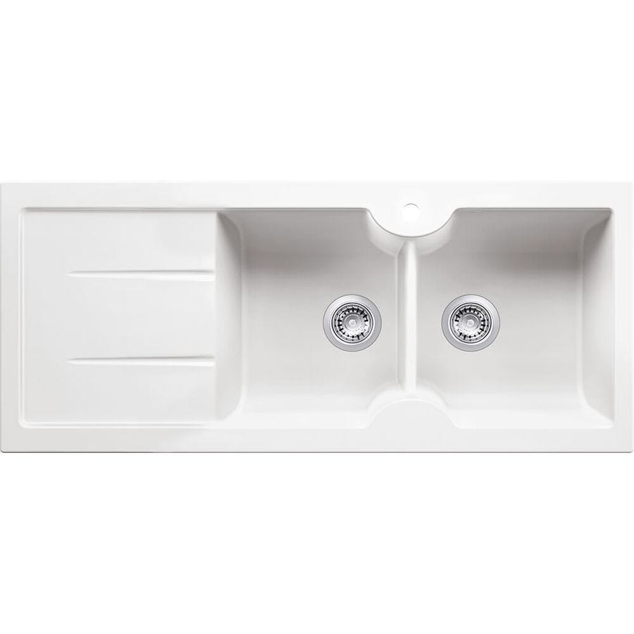 Turner Hastings CUD116FSLHD Cuisine Double Bowl  Fireclay Sink with Taphole
