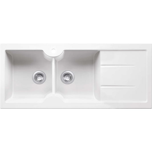 Turner Hastings CUD116FSRHD Cuisine Double Bowl  Fireclay Sink with Taphole