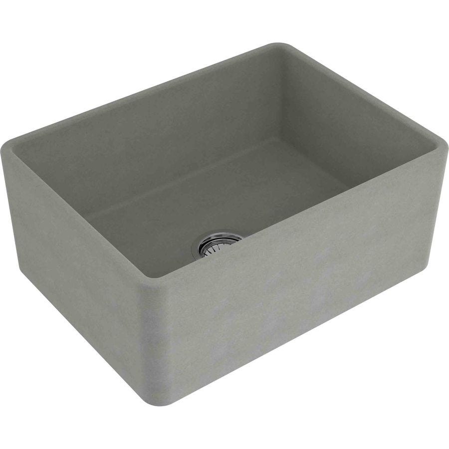 Turner Hastings NO604FSCLOF Novi Single Bowl Concrete Look Fireclay Sink with Overflow