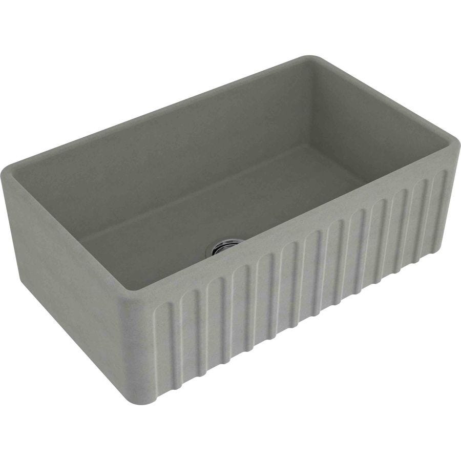 Turner Hastings NO754FSCLOF Novi Single Bowl Concrete Look Fireclay Sink with Overflow