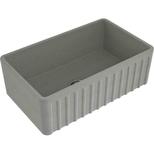 Turner Hastings NO754FSCLOF Novi Single Bowl Concrete Look Fireclay Sink with Overflow