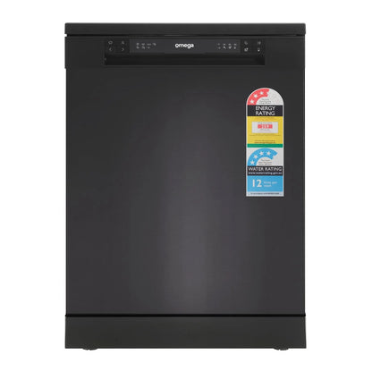 Omega 60cm Freestanding Dishwasher, Black Stainless Steel