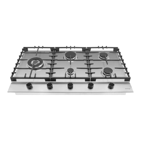 Omega 90cm Gas Cooktop, Stainless Steel