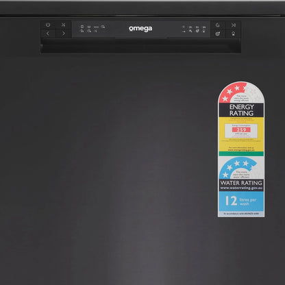 Omega 60cm Freestanding Dishwasher, Black Stainless Steel