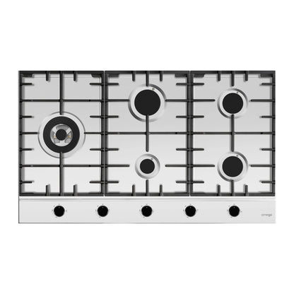 Omega 90cm Gas Cooktop, Stainless Steel
