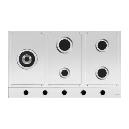 Omega 90cm Gas Cooktop, Stainless Steel