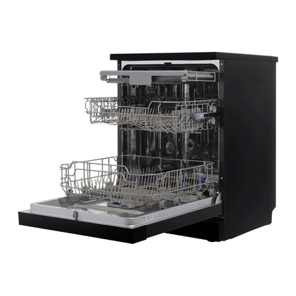 Omega 60cm Freestanding Dishwasher, Black Stainless Steel