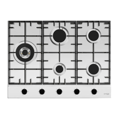 Omega 70cm Gas Cooktop, Stainless Steel