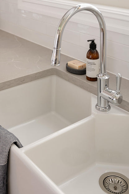Chester 80 x 50 Double Flat Front Fine Fireclay Farmhouse Butler Sink