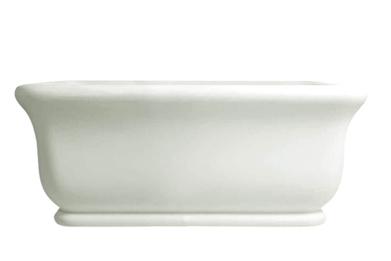 Kirkham 160 x 85 TitanCast Solid Surface Freestanding Bath - Satin Silk White