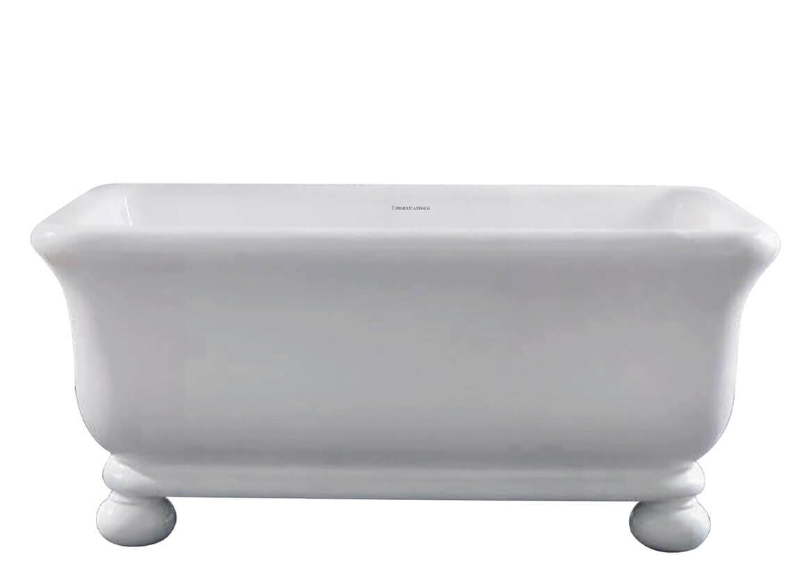 Kirkham 160 x 85 TitanCast Solid Surface Freestanding Bath with Ball Feet - Gloss White