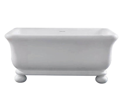 Kirkham 160 x 85 TitanCast Solid Surface Freestanding Bath with Ball Feet - Gloss White