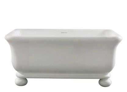 Kirkham 160 x 85 TitanCast Solid Surface Freestanding Bath with Ball Feet - Satin Silk White
