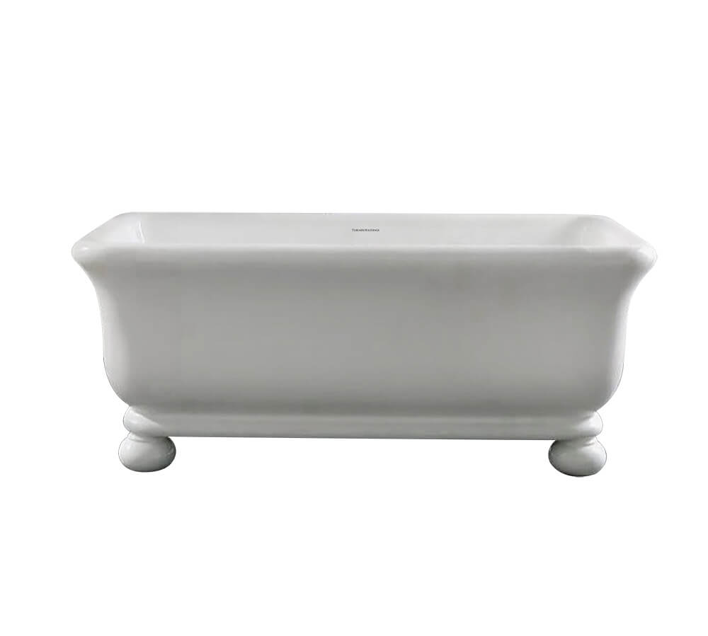 Kirkham 180 x 84 TitanCast Solid Surface Bath With Ball Feet - Gloss White