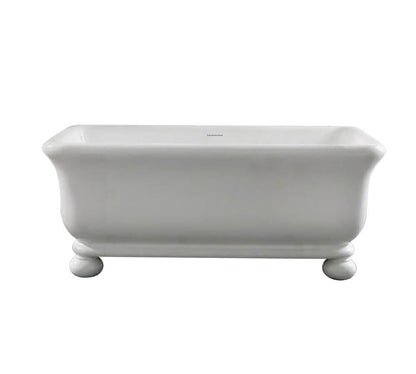 Kirkham 180 x 84 TitanCast Solid Surface Bath With Ball Feet - Gloss White