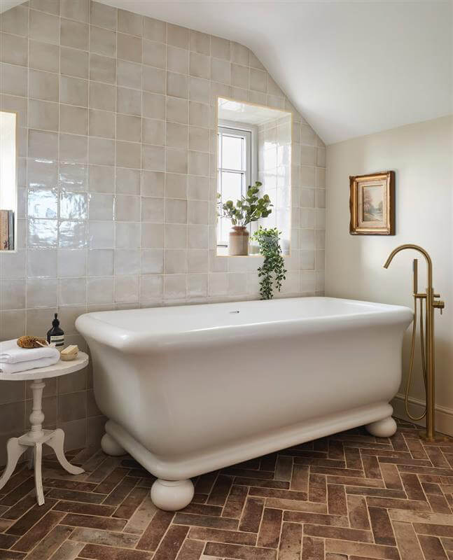 Kirkham 160 x 85 TitanCast Solid Surface Freestanding Bath with Ball Feet - Satin Silk White