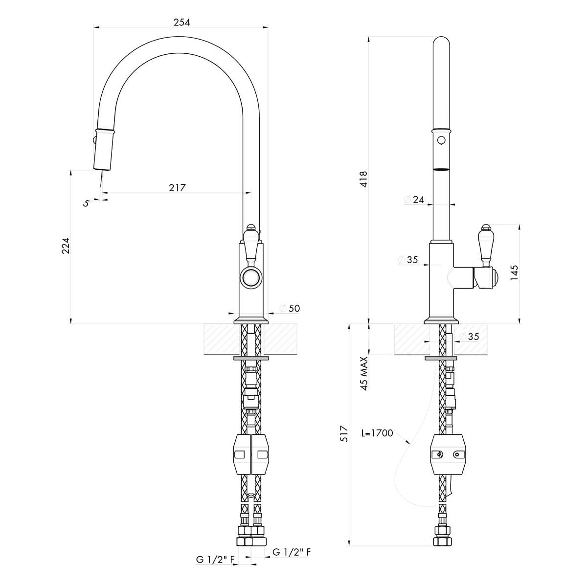 Ludlow Pull Out Sink Mixer