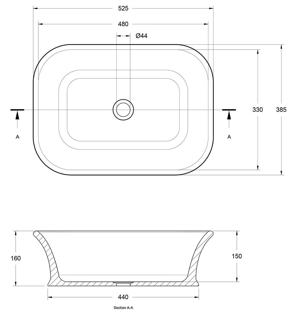 Kirkham 52 x 38 TitanCast Solid Surface Basin - Special Finish