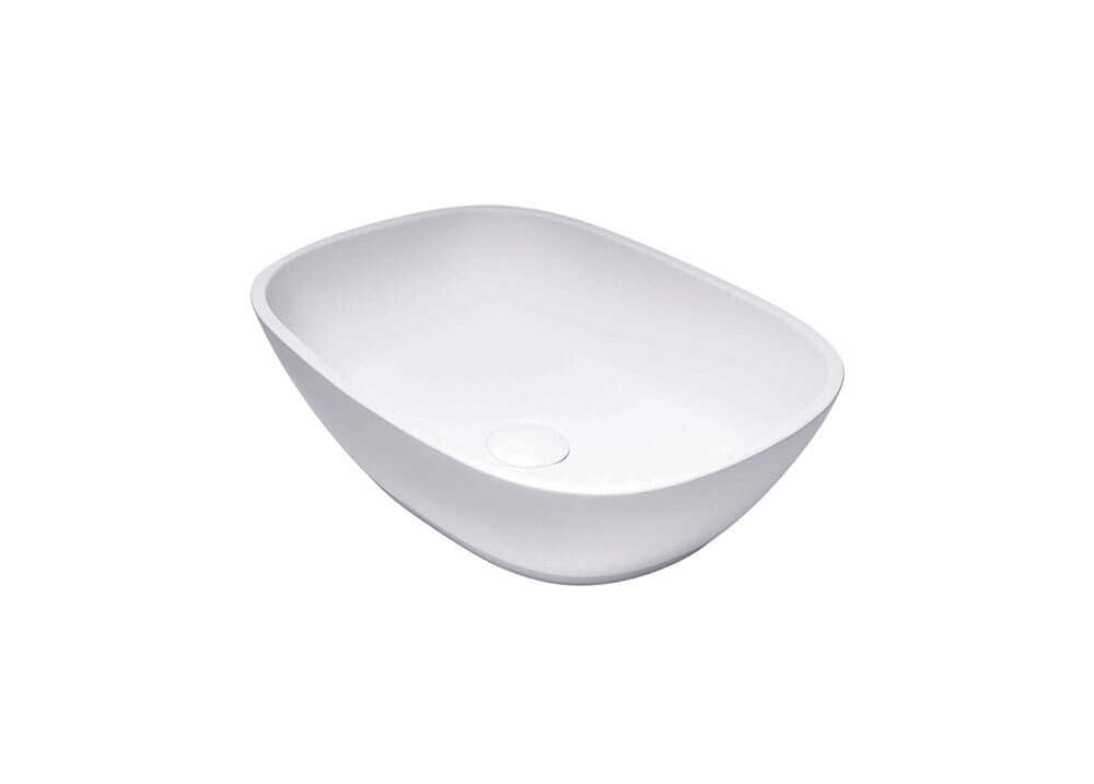 Maldon 49 x 35 TitanCast Solid Surface Above Counter Basin - Satin Silk White