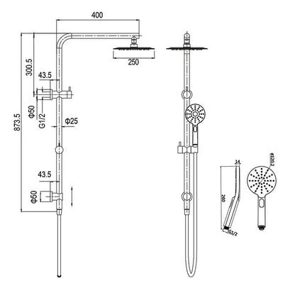 Inspire Pavia Round Twin Shower On Rail