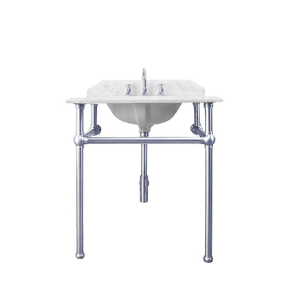 Mayer Basin Stand With 75 x 55 Real Carrara Marble Top - Chrome