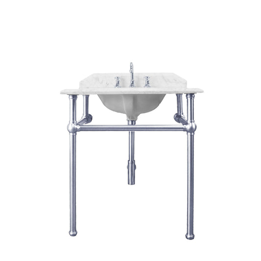 Mayer Basin Stand With 75 x 55 Real Carrara Marble Top - Chrome