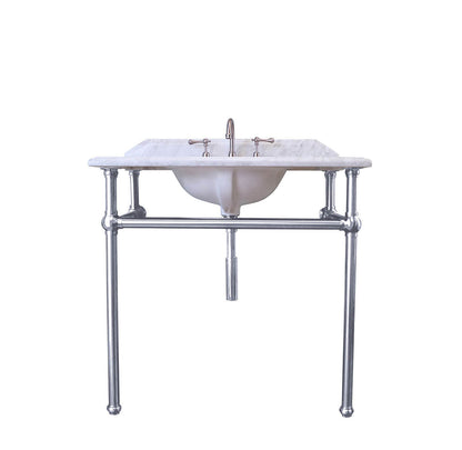 Mayer Basin Stand With 90 x 55 Real Carrara Marble Top - Chrome