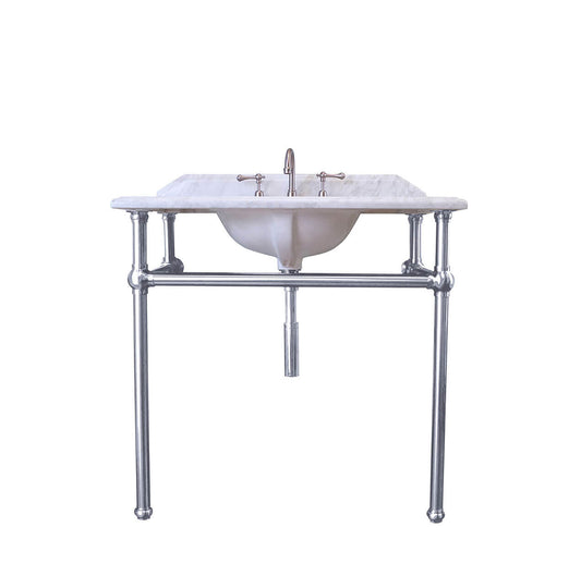 Mayer Basin Stand With 90 x 55 Real Carrara Marble Top - Chrome