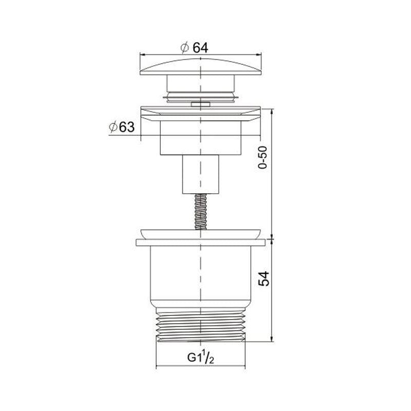 Universal 32-40mm Two Piece Brass Pop-up Waste