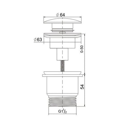 Universal 32-40mm Two Piece Brass Pop-up Waste