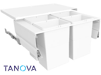 800mm Tanova Designer Series Soft Close Waste Bin System - 4 X 24L