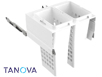 600mm Tanova Designer Series Soft Close Plastic Laundry Bucket System - 2 X 36L
