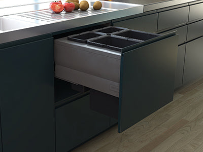 600mm Tanova Designer Series Soft Close Waste Bin System - 2 X 24L & 2 X 8L