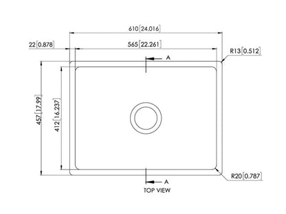 Carysil Fine Fireclay Reversible Butler Sink - Single Bowl - 610mm