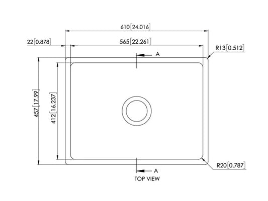 Carysil Fine Fireclay Reversible Butler Sink - Single Bowl - 610mm
