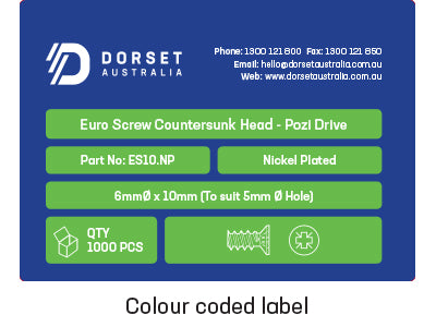 Euro Screw Countersunk Head