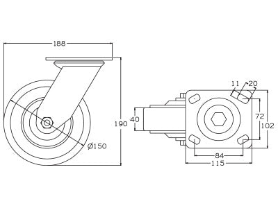 Super Heavy Duty Castor - 150mm
