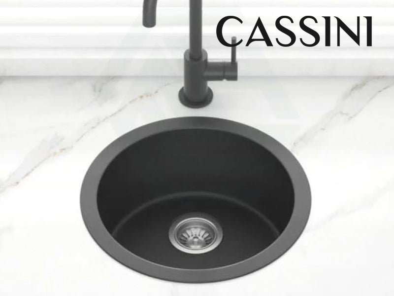 Cassini Black Round Single Bowl Granite Sink