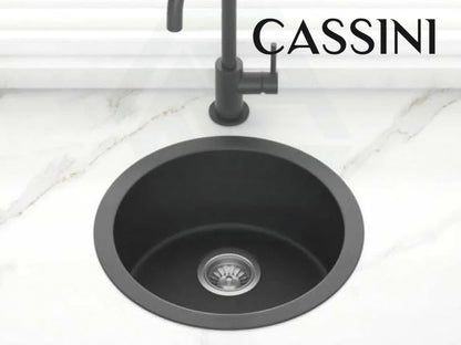 Cassini Black Round Single Bowl Granite Sink