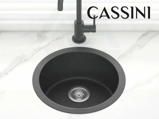 Cassini Black Round Single Bowl Granite Sink