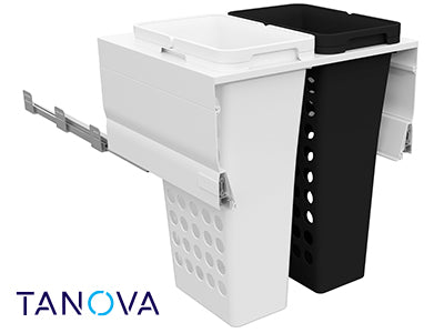 600mm Tanova Designer Series Soft Close Plastic Laundry Bucket System - 2 X 36L