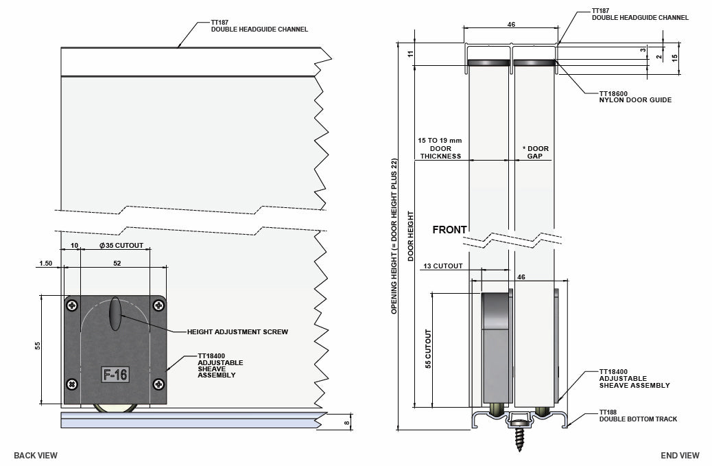 Cabinetmaker Bottom Track Snap In Cover Strip - Charcoal