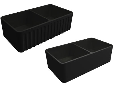 Novi Reversible Ceramic Butler Sink - Double Bowl - Matt Black
