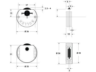Sliding Door Bottom Roller 35mm
