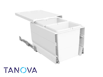 400mm Tanova Designer Series Soft Close Waste Bin System - 2 X 18L